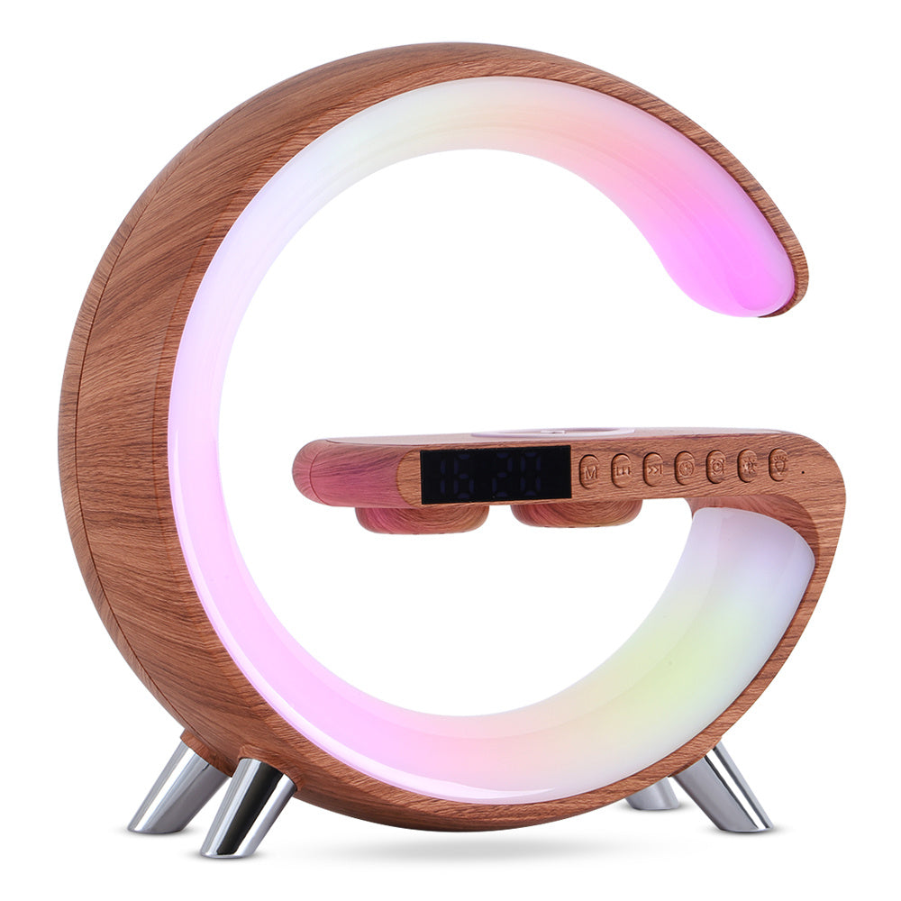 New Decorative LAMP For home is a SMART G-Shaped LED 1. Bluetooth Speaker 2. Wireless Charger Lamp