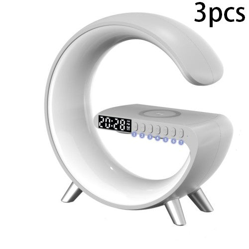 New Decorative LAMP For home is a SMART G-Shaped LED 1. Bluetooth Speaker 2. Wireless Charger Lamp