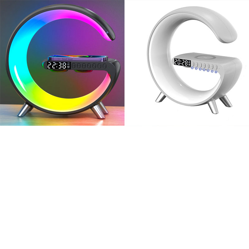 New Decorative LAMP For home is a SMART G-Shaped LED 1. Bluetooth Speaker 2. Wireless Charger Lamp