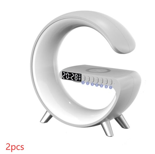 New Decorative LAMP For home is a SMART G-Shaped LED 1. Bluetooth Speaker 2. Wireless Charger Lamp